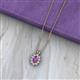 2 - Hazel 6x4 mm Oval Cut Amethyst and Round Diamond Double Bail Halo Pendant Necklace 