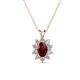 1 - Hazel 6x4 mm Oval Cut Red Garnet and Round Diamond Double Bail Halo Pendant Necklace 
