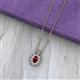 2 - Hazel 6x4 mm Oval Cut Red Garnet and Round Diamond Double Bail Halo Pendant Necklace 