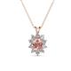 1 - Hazel 6x4 mm Oval Cut Morganite and Round Diamond Double Bail Halo Pendant Necklace 