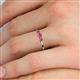 5 - Shirley 3.50 mm Round Pink Tourmaline Three Stone Engagement Ring 