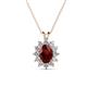 1 - Hazel 7x5 mm Oval Cut Red Garnet and Round Diamond Double Bail Halo Pendant Necklace 