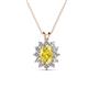 1 - Hazel 7x5 mm Oval Cut Yellow Sapphire and Round Diamond Double Bail Halo Pendant Necklace 