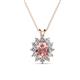 1 - Hazel 7x5 mm Oval Cut Morganite and Round Diamond Double Bail Halo Pendant Necklace 