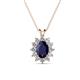 1 - Hazel 7x5 mm Oval Cut Blue Sapphire and Round Diamond Double Bail Halo Pendant Necklace 