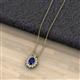 2 - Hazel 7x5 mm Oval Cut Blue Sapphire and Round Diamond Double Bail Halo Pendant Necklace 