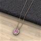 2 - Hazel 7x5 mm Oval Cut Pink Sapphire and Round Diamond Double Bail Halo Pendant Necklace 