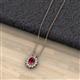 2 - Hazel 7x5 mm Oval Cut Ruby and Round Diamond Double Bail Halo Pendant Necklace 