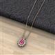 2 - Hazel 7x5 mm Oval Cut Pink Tourmaline and Round Diamond Double Bail Halo Pendant Necklace 