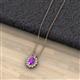 2 - Hazel 7x5 mm Oval Cut Amethyst and Round Diamond Double Bail Halo Pendant Necklace 