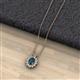 2 - Hazel 7x5 mm Oval Cut London Blue Topaz and Round Diamond Double Bail Halo Pendant Necklace 