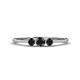 1 - Shirley 4.00 mm Round Black Diamond Three Stone Engagement Ring 