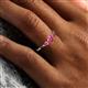 6 - Shirley 4.00 mm Round Pink Tourmaline Three Stone Engagement Ring 