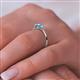 5 - Shirley 4.00 mm Round Blue Topaz Three Stone Engagement Ring 