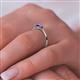 5 - Shirley 4.00 mm Round Iolite Three Stone Engagement Ring 