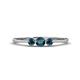 1 - Shirley 4.00 mm Round Blue Diamond Three Stone Engagement Ring 