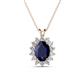 1 - Hazel 8x6 mm Oval Cut Blue Sapphire and Round Diamond Double Bail Halo Pendant Necklace 