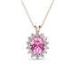 1 - Hazel 8x6 mm Oval Cut Pink Sapphire and Round Diamond Double Bail Halo Pendant Necklace 