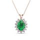 1 - Hazel 8x6 mm Oval Cut Emerald and Round Diamond Double Bail Halo Pendant Necklace 