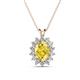 1 - Hazel 8x6 mm Oval Cut Yellow Sapphire and Round Diamond Double Bail Halo Pendant Necklace 