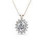 1 - Hazel 8x6 mm Oval Cut and Round Diamond Double Bail Halo Pendant Necklace 