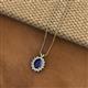 2 - Hazel 8x6 mm Oval Cut Blue Sapphire and Round Diamond Double Bail Halo Pendant Necklace 