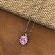 2 - Hazel 8x6 mm Oval Cut Pink Sapphire and Round Diamond Double Bail Halo Pendant Necklace 