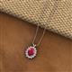 2 - Hazel 8x6 mm Oval Cut Ruby and Round Diamond Double Bail Halo Pendant Necklace 