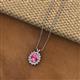 2 - Hazel 8x6 mm Oval Cut Pink Tourmaline and Round Diamond Double Bail Halo Pendant Necklace 