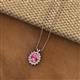 2 - Hazel 8x6 mm Oval Cut Pink Tourmaline and Round Diamond Double Bail Halo Pendant Necklace 
