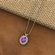 2 - Hazel 8x6 mm Oval Cut Amethyst and Round Diamond Double Bail Halo Pendant Necklace 