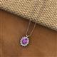 2 - Hazel 8x6 mm Oval Cut Amethyst and Round Diamond Double Bail Halo Pendant Necklace 
