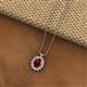 2 - Hazel 8x6 mm Oval Cut Red Garnet and Round Diamond Double Bail Halo Pendant Necklace 