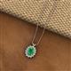 2 - Hazel 8x6 mm Oval Cut Emerald and Round Diamond Double Bail Halo Pendant Necklace 
