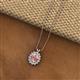 2 - Hazel 8x6 mm Oval Cut Morganite and Round Diamond Double Bail Halo Pendant Necklace 
