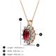 3 - Hazel 7x5 mm Oval Cut Ruby and Round Diamond Double Bail Halo Pendant Necklace 