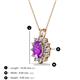 3 - Hazel 7x5 mm Oval Cut Amethyst and Round Diamond Double Bail Halo Pendant Necklace 