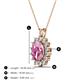 3 - Hazel 8x6 mm Oval Cut Pink Sapphire and Round Diamond Double Bail Halo Pendant Necklace 