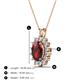 3 - Hazel 8x6 mm Oval Cut Red Garnet and Round Diamond Double Bail Halo Pendant Necklace 