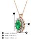 3 - Hazel 8x6 mm Oval Cut Emerald and Round Diamond Double Bail Halo Pendant Necklace 