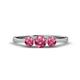 1 - Shirley 5.00 mm Round Pink Tourmaline Three Stone Engagement Ring 