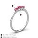 4 - Shirley 5.00 mm Round Pink Tourmaline Three Stone Engagement Ring 