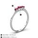 4 - Shirley 5.00 mm Round Rhodolite Garnet Three Stone Engagement Ring 