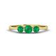 1 - Shirley 5.00 mm Round Emerald Three Stone Engagement Ring 