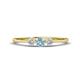 1 - Shirley 4.00 mm Round Aquamarine and Diamond Three Stone Engagement Ring 