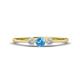1 - Shirley 4.00 mm Round Blue Topaz and Diamond Three Stone Engagement Ring 
