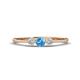 1 - Shirley 4.00 mm Round Blue Topaz and Diamond Three Stone Engagement Ring 