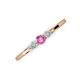 3 - Shirley 4.00 mm Round Pink Sapphire and Diamond Three Stone Engagement Ring 