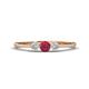 1 - Shirley 4.00 mm Round Ruby and Diamond Three Stone Engagement Ring 