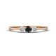 1 - Shirley 4.00 mm Round Black and White Diamond Three Stone Engagement Ring 